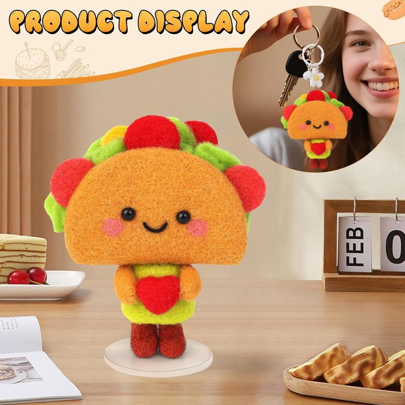 Yizzvb Needle Felting Kit, Cute Taco Felting Kit for Beginners Adult Including Instruction Wool Roving Foam Pad Needles DIY Craft Home Decoration Craft Party Supplies for Art Work Starter Beginners - Image 5